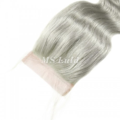 4X4 Silver Grey Virgin Hair Body Wave Lace Closure | Human Hair Wig | Lace Front